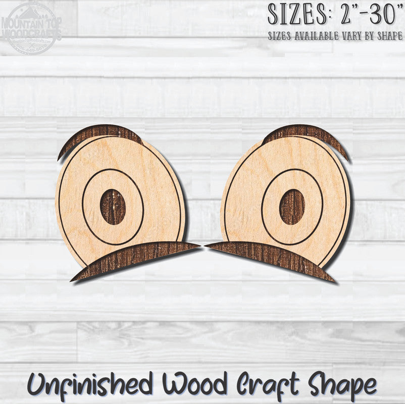 Googly Wiggle Tired Eyes Unfinished Wood Shape Blank Laser Engraved Cutout Woodcraft Craft Supply