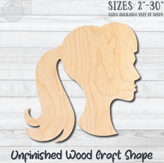 Cameo Woman 1 Unfinished Wood Shape Blank Laser Engraved Cutout Woodcraft Craft