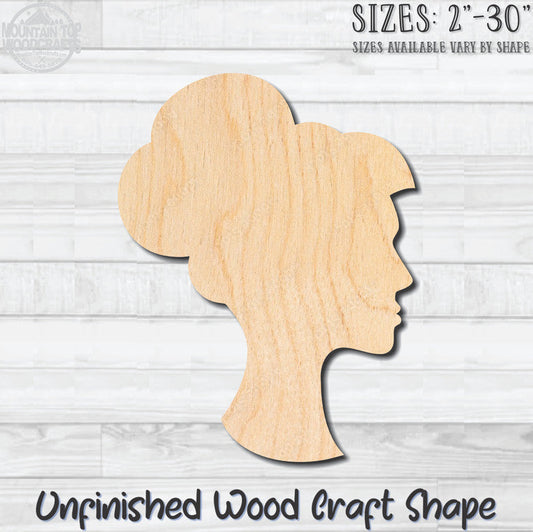 Cameo Woman 2 Unfinished Wood Shape Blank Laser Engraved Cutout Woodcraft Craft