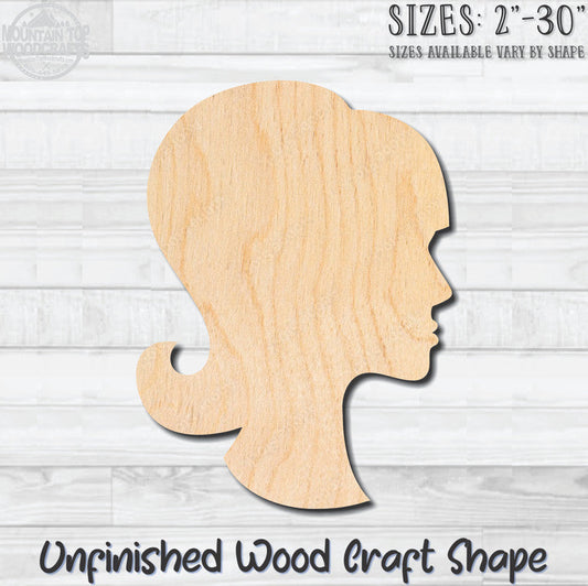 Cameo Woman 5 Unfinished Wood Shape Blank Laser Engraved Cutout Woodcraft Craft