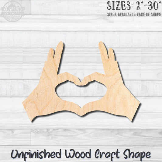 Heart Fingers Unfinished Wood Shape Blank Laser Engraved Cutout Woodcraft Craft