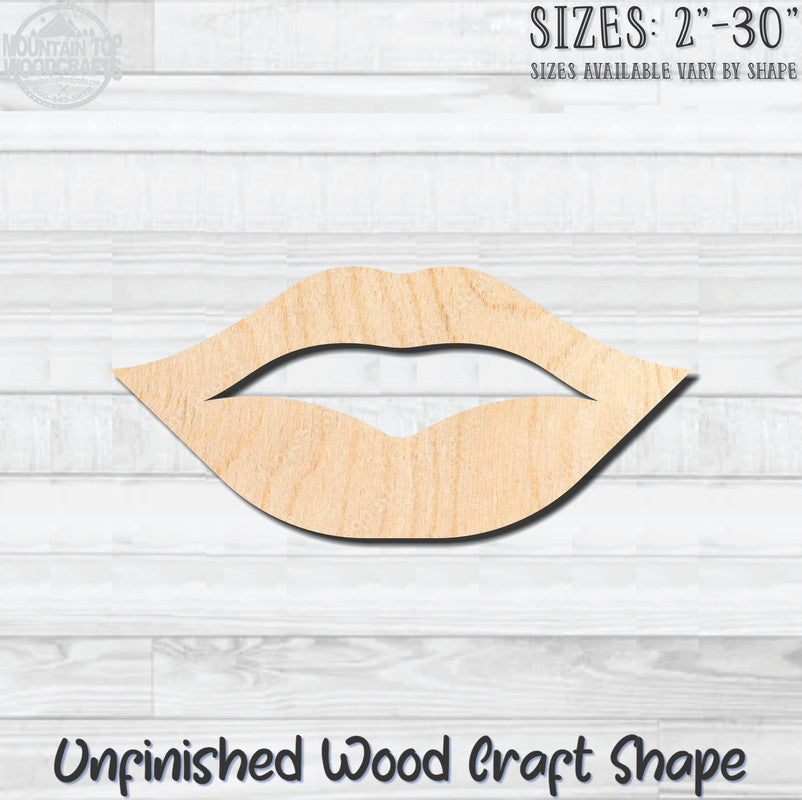 Lips 5 Unfinished Wood Shape Blank Laser Engraved Cutout Woodcraft Craft Supply