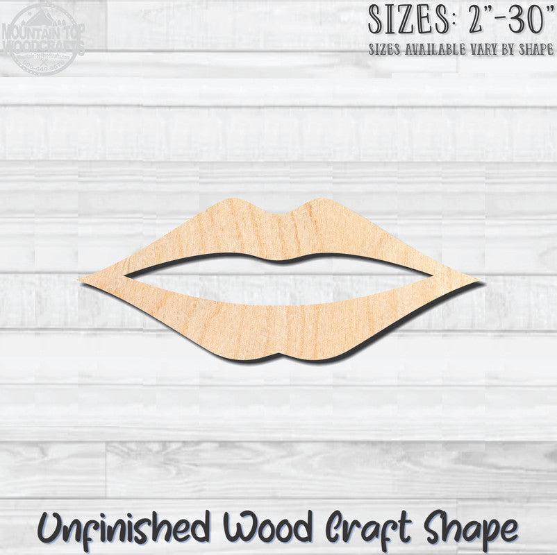 Lips 7 Unfinished Wood Shape Blank Laser Engraved Cutout Woodcraft Craft Supply