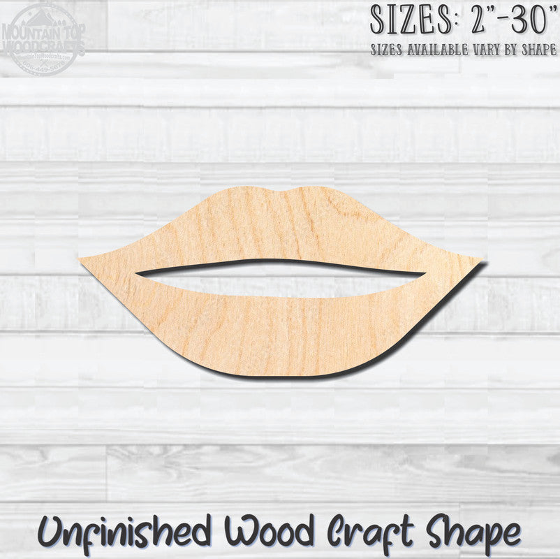 Lips 10 Unfinished Wood Shape Blank Laser Engraved Cutout Woodcraft Craft Supply