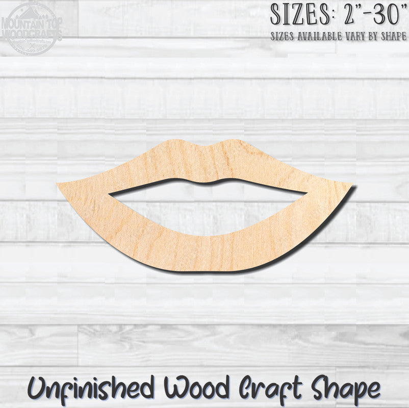 Lips 12 Unfinished Wood Shape Blank Laser Engraved Cutout Woodcraft Craft Supply
