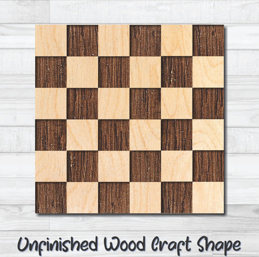 Checker Board Checkered Flag Unfinished Wood Shape Blank Laser Engraved Cutout Woodcraft Craft Supply