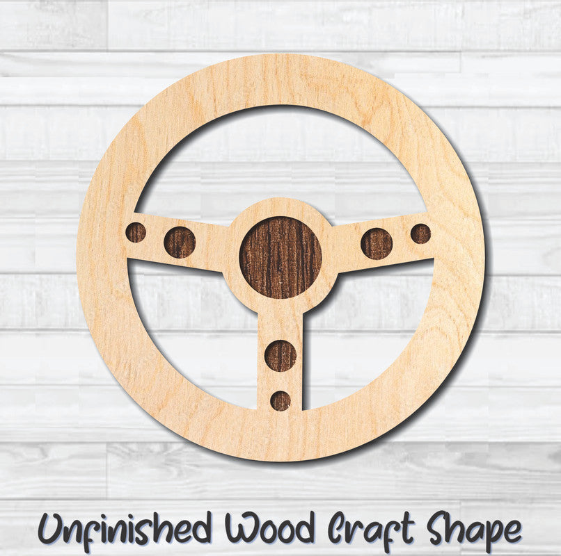 Race Car Steering Wheel Unfinished Wood Shape Blank Laser Engraved Cut Out Woodcraft Craft Supply