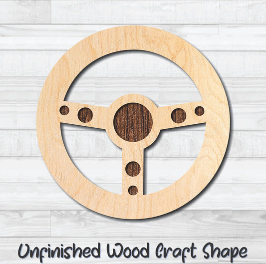 Race Car Steering Wheel Unfinished Wood Shape Blank Laser Engraved Cut Out Woodcraft Craft Supply