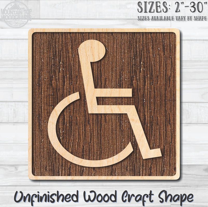 Handicap Traffic Street Road Sign Unfinished Wood Shape Blank Laser Engraved Cutout Woodcraft Craft Supply