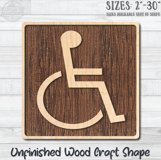 Handicap Traffic Street Road Sign Unfinished Wood Shape Blank Laser Engraved Cutout Woodcraft Craft Supply