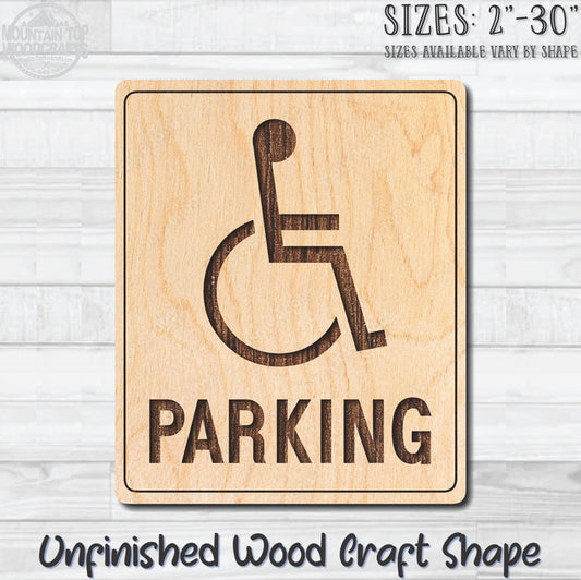 Handicap Parking Traffic Street Road Sign Unfinished Wood Shape Blank Laser Engraved Cutout Woodcraft Craft Supply
