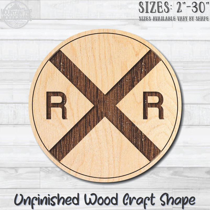 Railroad Traffic Street Road Sign Unfinished Wood Shape Blank Laser Engraved Cut Out Woodcraft Craft Supply