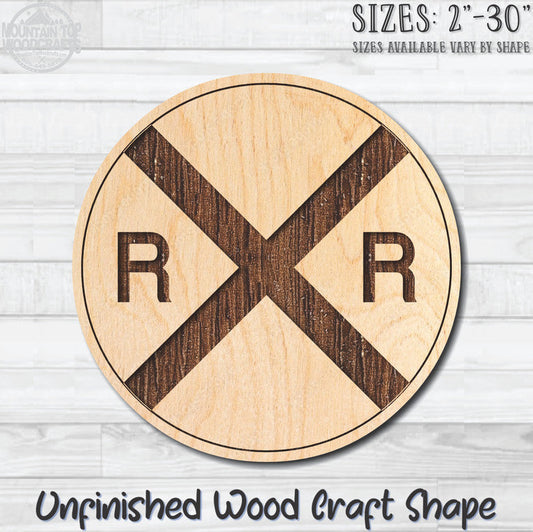 Railroad Traffic Street Road Sign Unfinished Wood Shape Blank Laser Engraved Cut Out Woodcraft Craft Supply