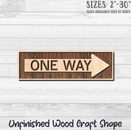 One Way Right Arrow Traffic Street Road Sign Unfinished Wood Shape Blank Laser Engraved Cutout Woodcraft Craft Supply