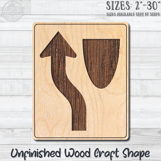 Keep Left Arrow Traffic Street Road Sign Unfinished Wood Shape Blank Laser Engraved Cutout Woodcraft Craft Supply
