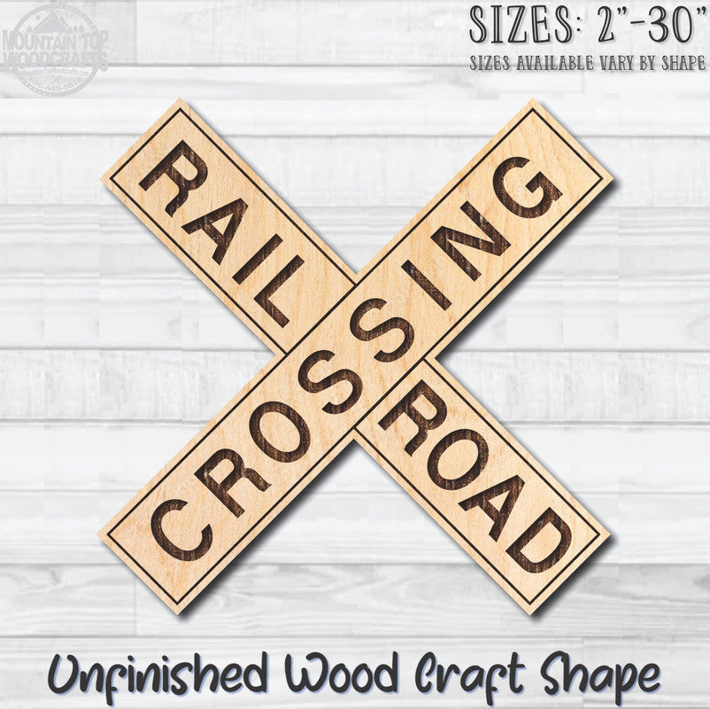 Railroad Crossing X Traffic Street Road Sign Unfinished Wood Shape Blank Laser Engraved Cut Out Woodcraft Craft Supply