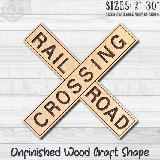 Railroad Crossing X Traffic Street Road Sign Unfinished Wood Shape Blank Laser Engraved Cut Out Woodcraft Craft Supply