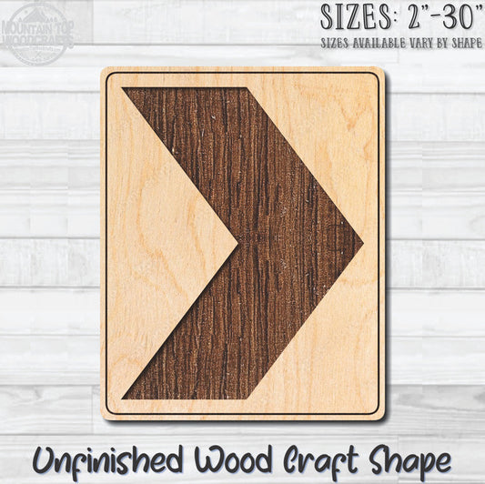 Right Arrow Construction Traffic Street Road Sign Unfinished Wood Shape Blank Laser Cutout Woodcraft Craft Supply