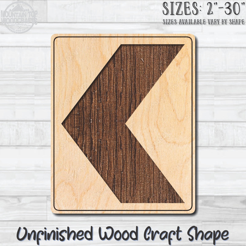 Left Arrow Construction Street Road Sign Unfinished Wood Shape Blank Laser Engraved Cutout Woodcraft Craft Supply