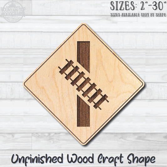 Railroad Crossing Traffic Street Road Sign Unfinished Wood Shape Blank Laser Engraved Cutout Woodcraft Craft Supply