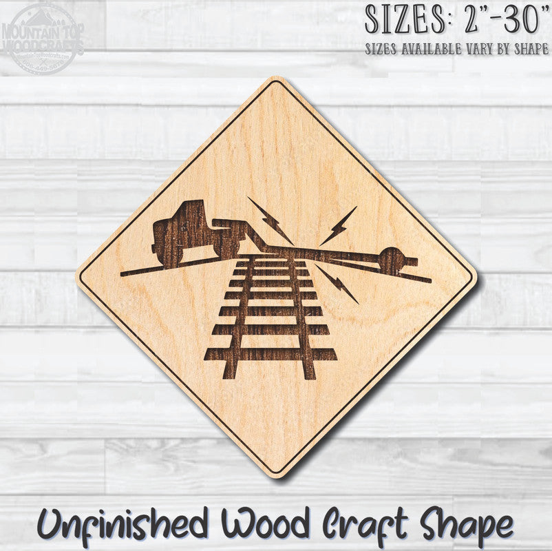 Low Clearance Railroad Traffic Street Road Sign Unfinished Wood Shape Blank Laser Engraved Cut Out Woodcraft Craft Supply