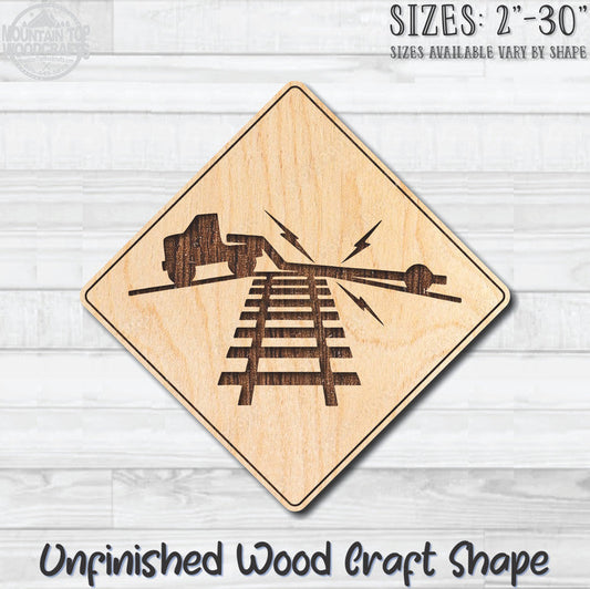 Low Clearance Railroad Traffic Street Road Sign Unfinished Wood Shape Blank Laser Engraved Cut Out Woodcraft Craft Supply