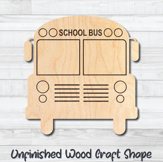 School Bus Laser Engraved Unfinished Wood Shape Craft Blank Laser Cutout Woodcraft Supply