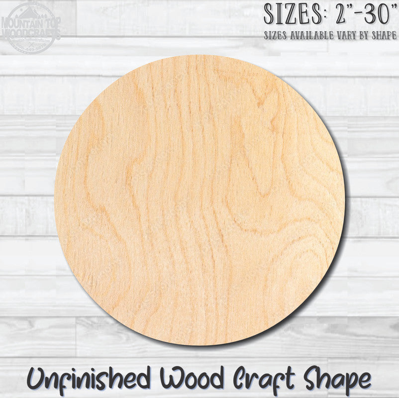 Circle Unfinished Wood Shape Blank Laser Engraved Cutout Woodcraft Craft Supply