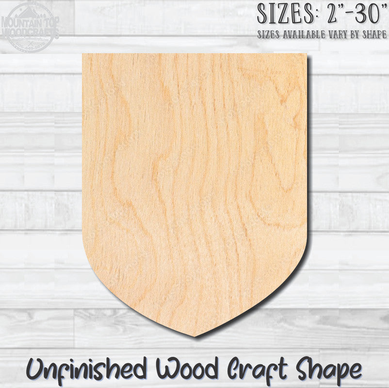 Shield Badge 1 Unfinished Wood Shape Blank Laser Engraved Cut Out Woodcraft Craft Supply