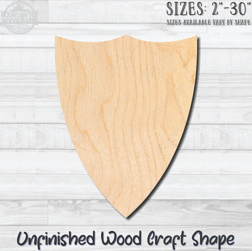 Shield Badge 2 Unfinished Wood Shape Blank Laser Engraved Cut Out Woodcraft Craft Supply