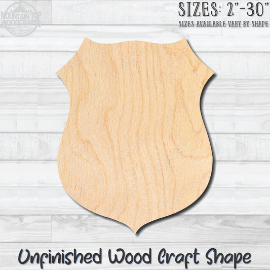 Police Shield Badge 1 Unfinished Wood Shape Blank Laser Engraved Cut Out Woodcraft Craft Supply