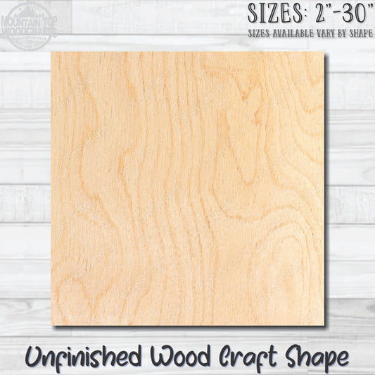 Square Unfinished Wood Shape Blank Laser Engraved Cut Out Woodcraft Craft Supply
