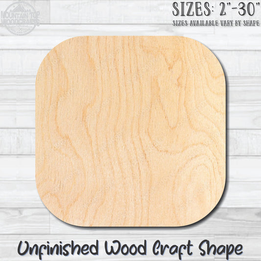 Rounded Square Unfinished Wood Shape Blank Laser Engraved Cut Out Woodcraft Craft Supply