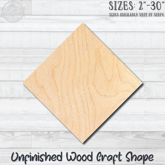 Diamond Unfinished Wood Shape Blank Laser Engraved Cutout Woodcraft Craft Supply