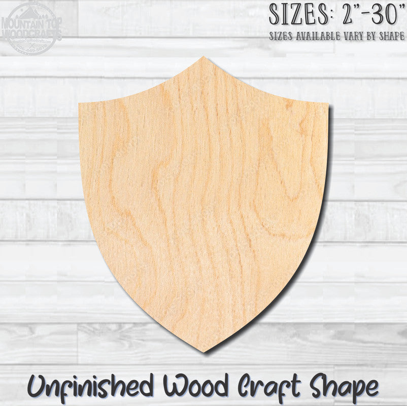 Shield Badge 5 Unfinished Wood Shape Blank Laser Engraved Cut Out Woodcraft Craft Supply