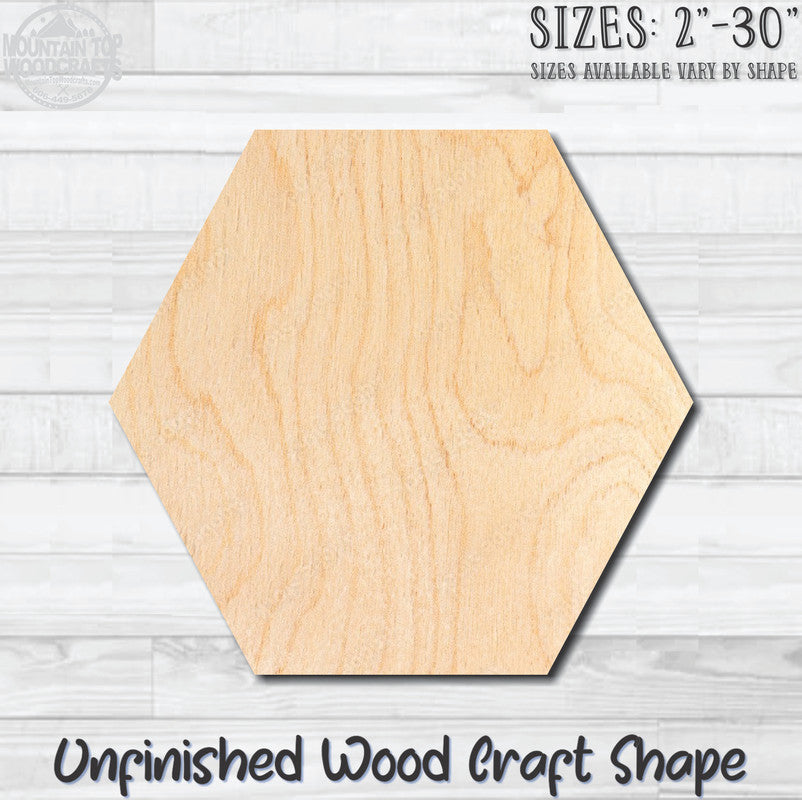 Hexagon Unfinished Wood Shape Blank Laser Engraved Cutout Woodcraft Craft Supply