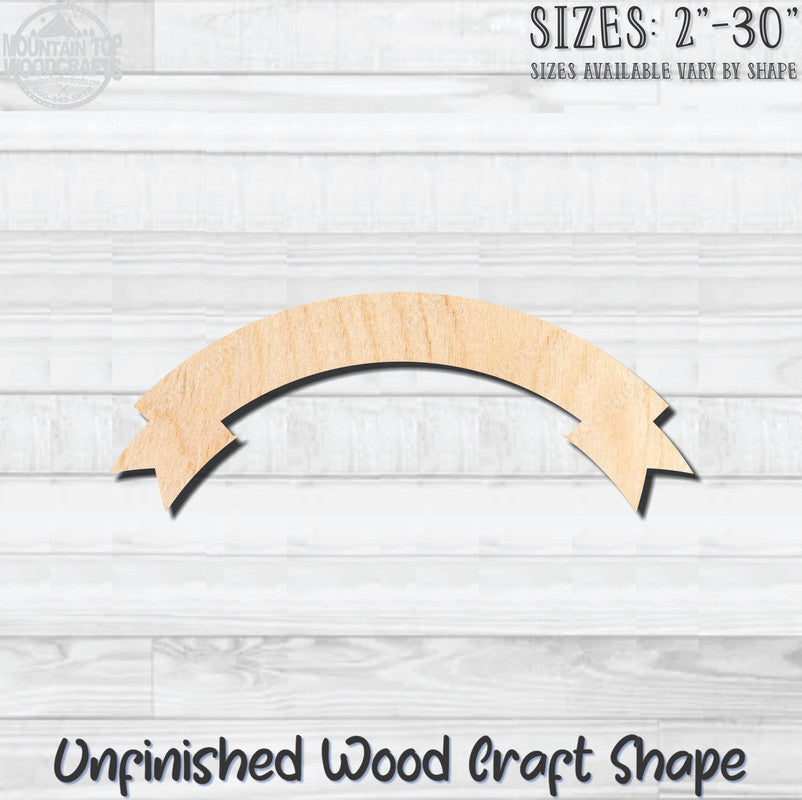 Swag Banner Half Moon Unfinished Wood Shape Blank Laser Engraved Cutout Woodcraft Craft Supply