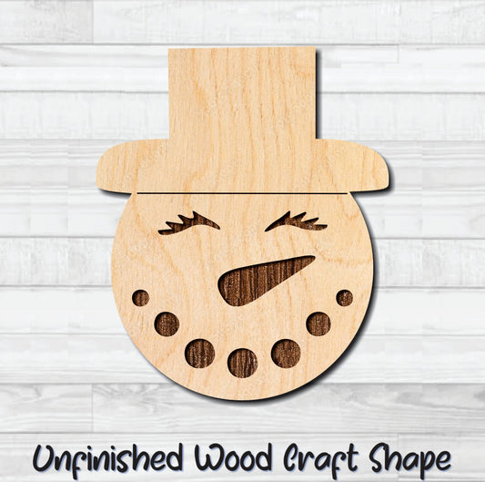 Snowman Face 1 Unfinished Wood Shape Blank Laser Engraved Cut Out Woodcraft Craft Supply