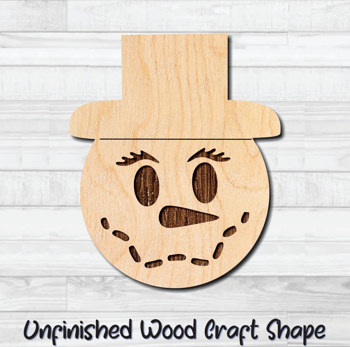 Snowman Face 2 Unfinished Wood Shape Blank Laser Engraved Cut Out Woodcraft Craft Supply