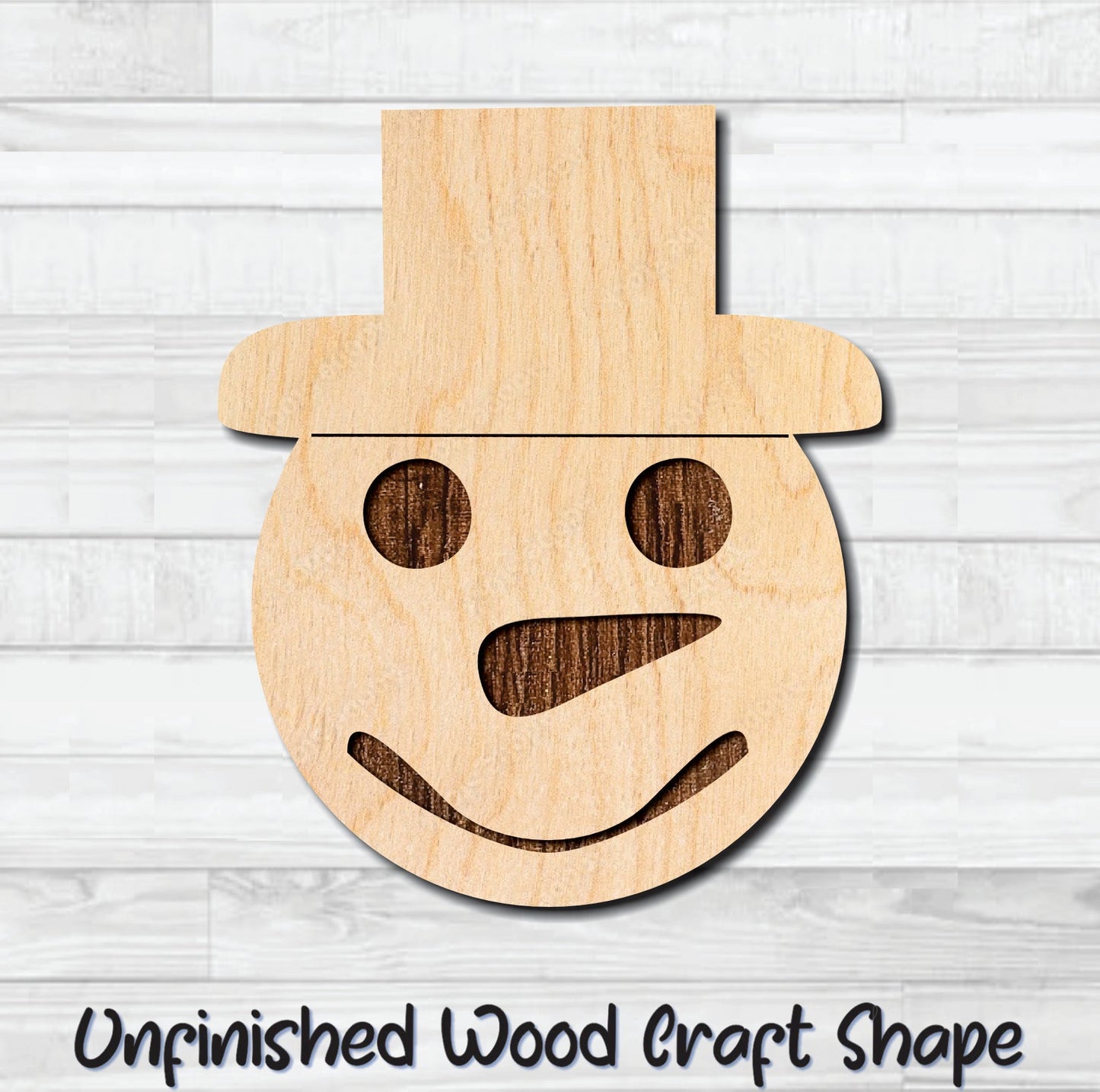 Snowman Face 3 Unfinished Wood Shape Blank Laser Engraved Cut Out Woodcraft Craft Supply