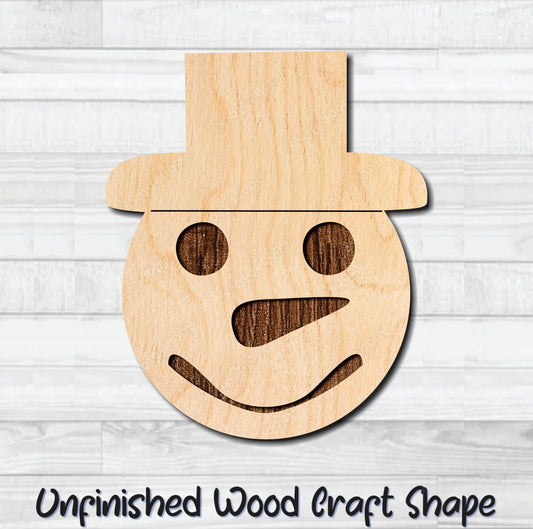 Snowman Face 3 Unfinished Wood Shape Blank Laser Engraved Cut Out Woodcraft Craft Supply