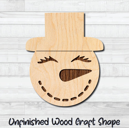 Snowman Face 4 Unfinished Wood Shape Blank Laser Engraved Cut Out Woodcraft Craft Supply