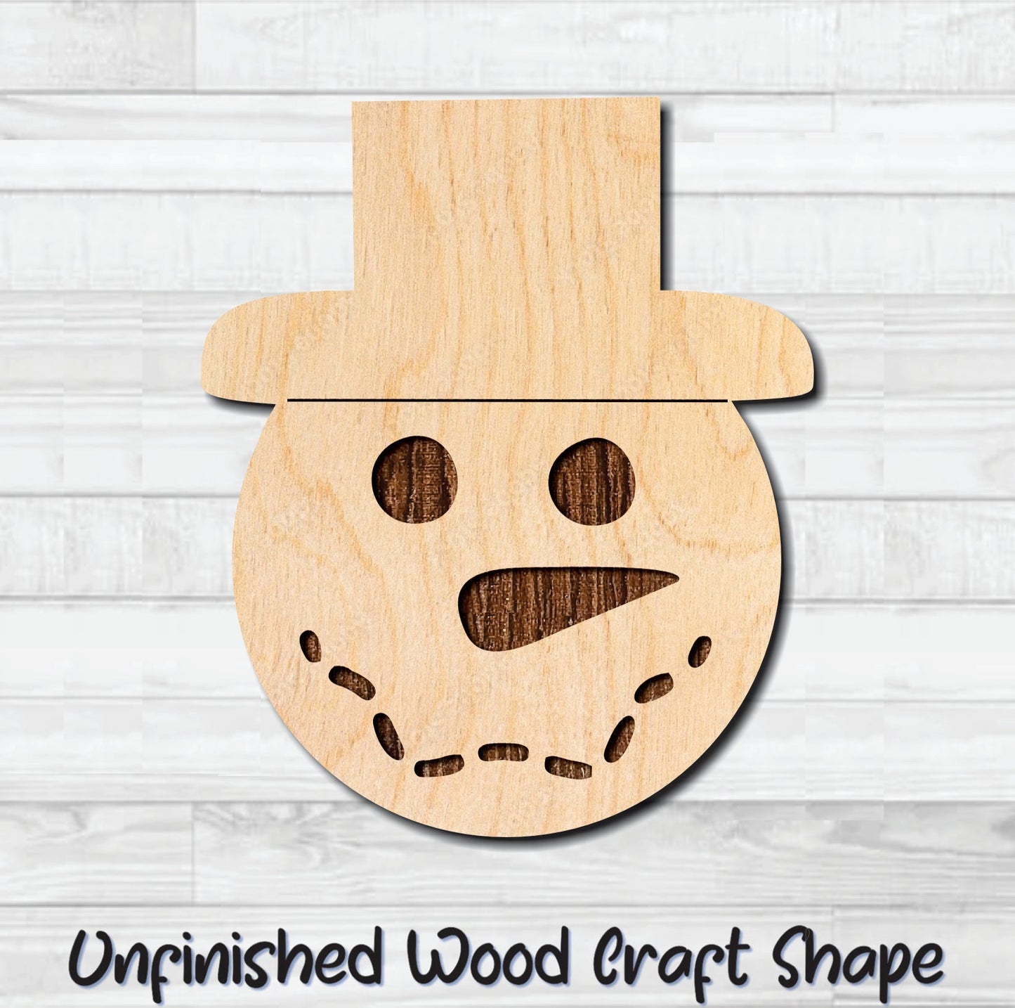 Snowman Face 5 Unfinished Wood Shape Blank Laser Engraved Cut Out Woodcraft Craft Supply