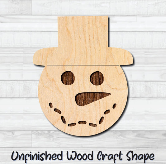 Snowman Face 5 Unfinished Wood Shape Blank Laser Engraved Cut Out Woodcraft Craft Supply