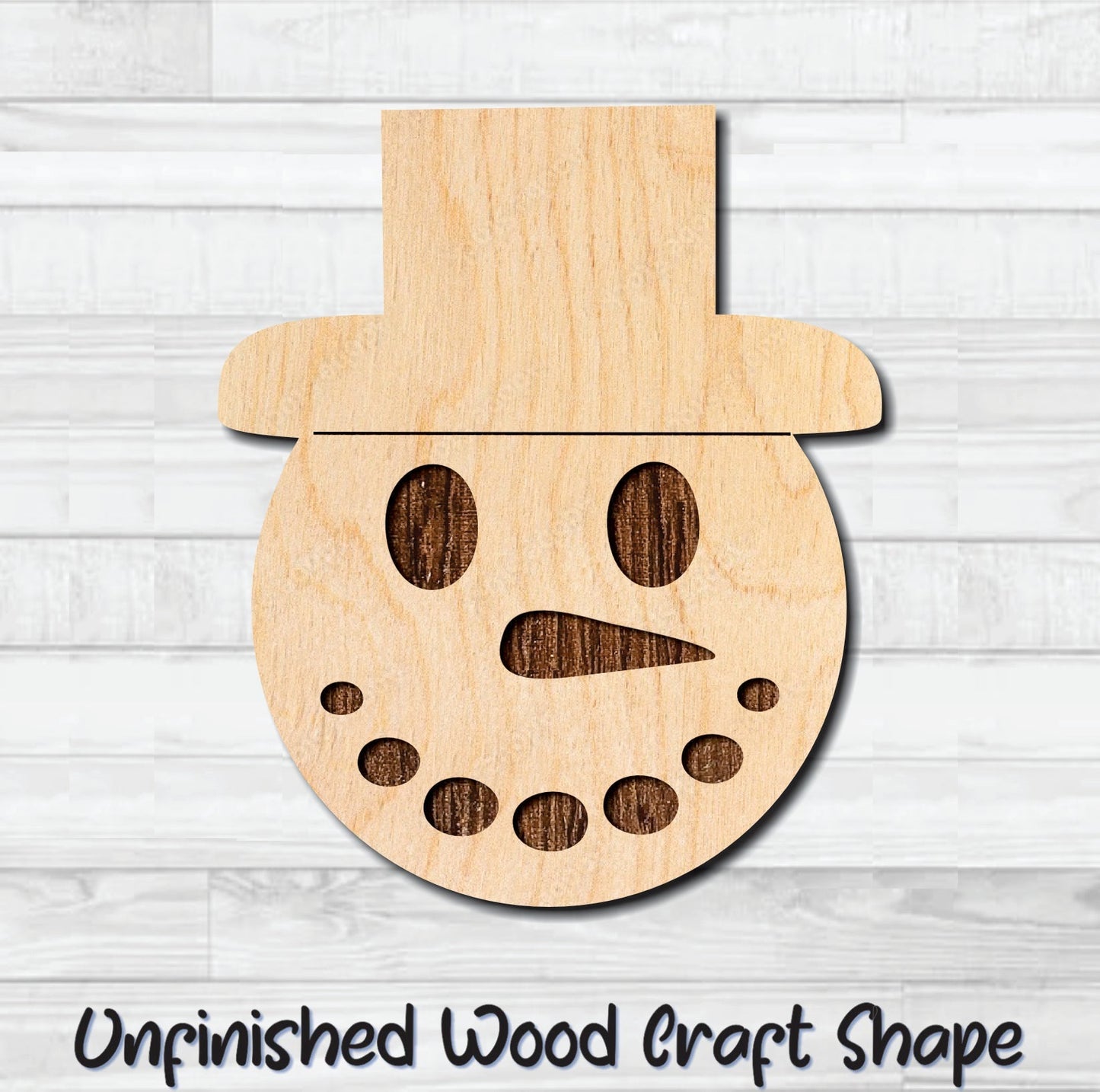 Snowman Face 6 Unfinished Wood Shape Blank Laser Engraved Cut Out Woodcraft Craft Supply