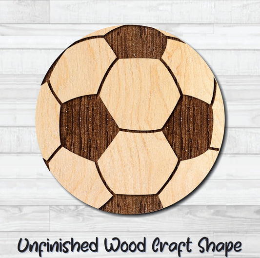 Soccer Ball Unfinished Wood Shape Blank Laser Engraved Cut Out Woodcraft Craft Supply