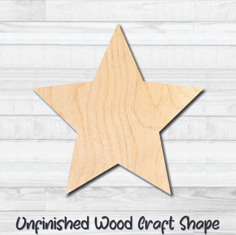 Star Sharp Point Rounded Unfinished Wood Shape Blank Laser Engraved Cut Out Woodcraft Craft Supply