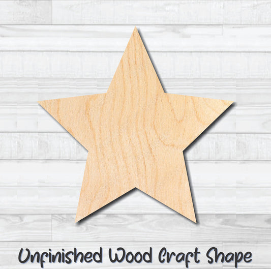 Star Sharp Point Rounded Unfinished Wood Shape Blank Laser Engraved Cut Out Woodcraft Craft Supply