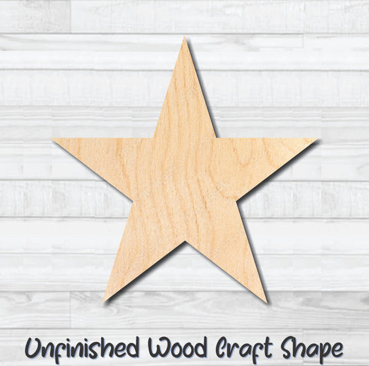 Star Sharp Point Unfinished Wood Shape Blank Laser Engraved Cut Out Woodcraft Craft Supply