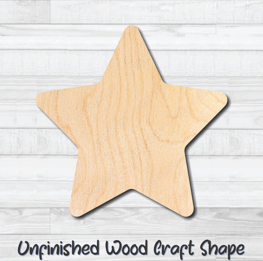Star Rounded Unfinished Wood Shape Blank Laser Engraved Cut Out Woodcraft Craft Supply